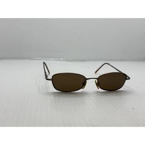 Slim Rectangular Sunglasses Brown Tint Metal Frame Y2K Frame Only